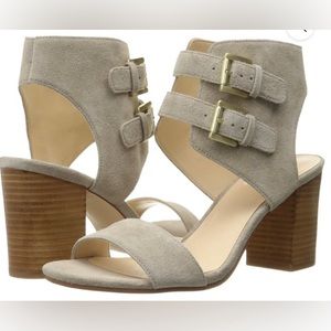NINE WEST GALICENO gray suede gladiator heels women’s size 9.5